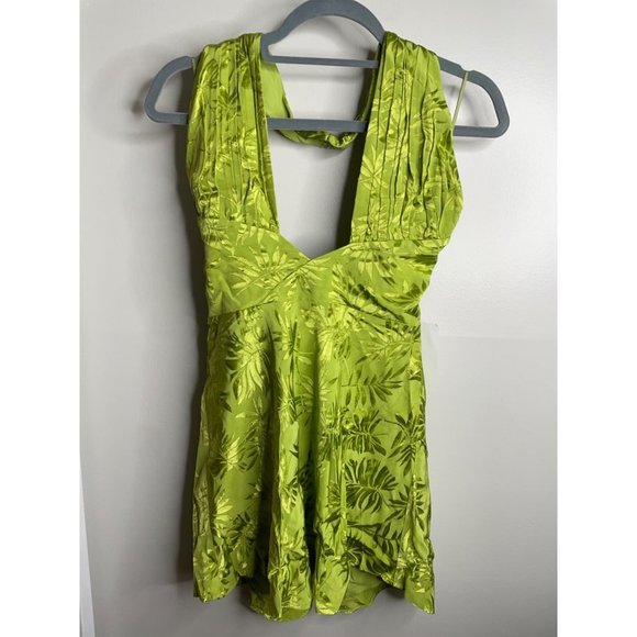Free People SAU LEE Livi Bodycon Mini Halter Dress Size 4 NWT $398 Lime Green - Picture 5 of 8